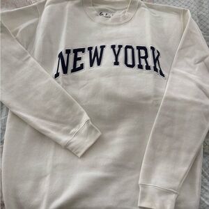 White New York Embroidered Crewneck